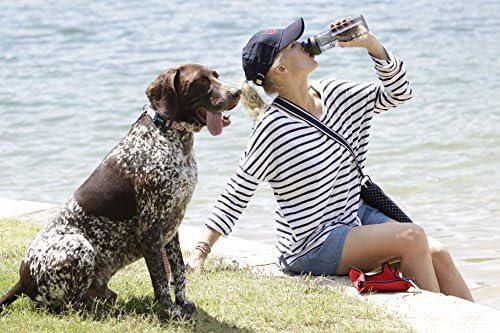 כלב-כלב בעלי ציוד חיצוני כלב 3-ב-1 מים בקבוק בתוספת לשתות מבודד בתוספת כלב מים קערה, אדום, 5.6