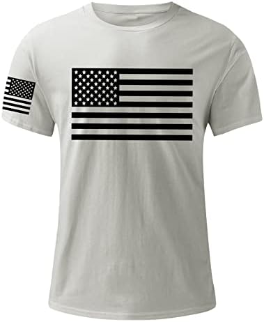 חולצות מימדים של מיאשוי דגל יום העצמאות מזדמן רך ונוח כותנה מודפסת קטנה דחיסת גברים