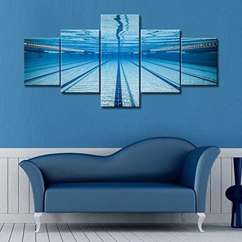 קיר אמנות לסלון שקוף לשחות אזור ציורי שחייה בריכת יצירות אמנות רב פנל כחול הדפסי קיר אמנות על בד מודרני בית קישוטי