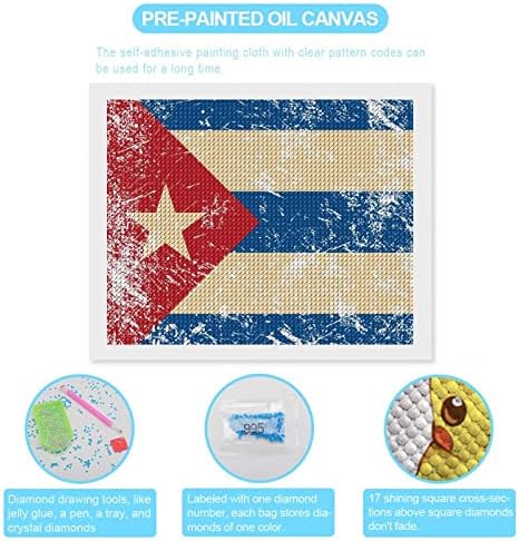 דגל רטרו דגל קובה ערכות ציור יהלומים 5D DIY DIY מקדח מלא ריינסטון עיצוב קיר למבוגרים 16 x20