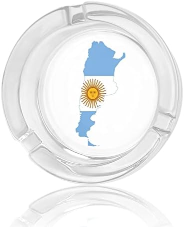 מפת דגל של ארגנטינה מאפרות זכוכית מגש אפר עגול מארז מחזיק אפר יפה לקישוט סיפון משרד ביתי