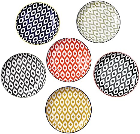 Miicol Colorpual Ceramic Plaitizer צלחות, צלחות קינוח חרסינה בגודל 6 אינץ ', צלחות הגשה קטנות לפירות סושי סלטים
