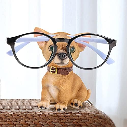 WONIU כיף כלב חמוד כלב משקפיים מחזיק משקף שרף גור משקפיים מצחיקים משקפי שמש תצוגה מתלה עמד