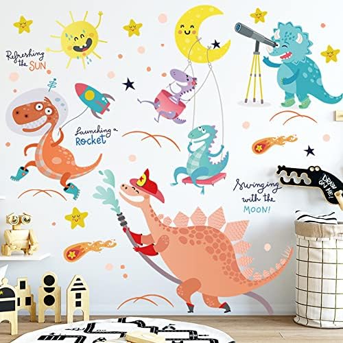 מדבקות קיר דינוזאור של ארקיאל, מדבקות קיר מצוירות לילדים בנים בנות חדר שינה חדר שינה משתלת חדר משחקים