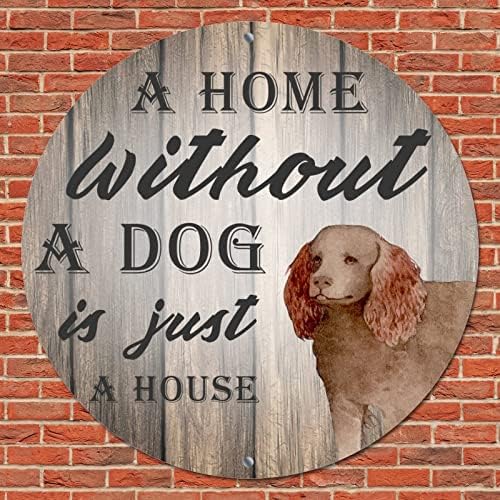 עגול מחמד מצחיק כלב מתכת פח שלט שלט בית ללא כלב הוא רק בית וינטג