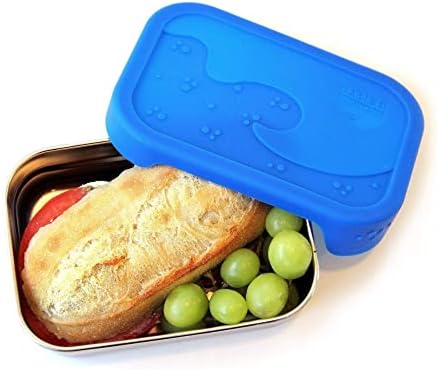 Ecolunchbox Box Splash קופסת דליפת נירוסטה דליפה מיכל ארוחת צהריים עם מכסה סיליקון כחול ידידותי לסביבה