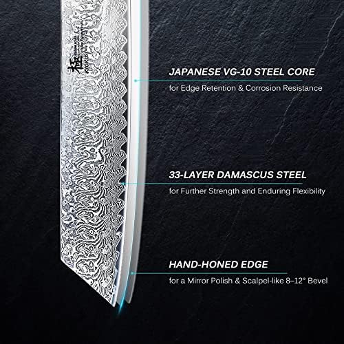 סדרת שוגון קיוקו 7 סכין נקירי + 7 סכין קצבים + 8.5 סכין קיריצוקה-להב דמשק מזויף ליבת פלדה יפנית 10