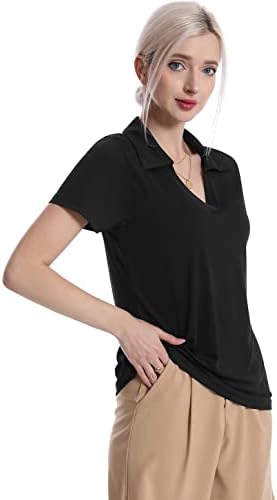 חולצות פולו של Femdouce Femdoce חולצת גולף בכושר יבש לנשים שרוול קצר לחות חולצת פולו פיתול נגד צוואר
