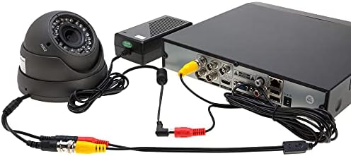 10ft שחור מראש BNC BNC כבל חשמל/חוט למצלמת אבטחה, טלוויזיה במעגל סגור, DVR, מערכת מעקב, תקע ומשחק