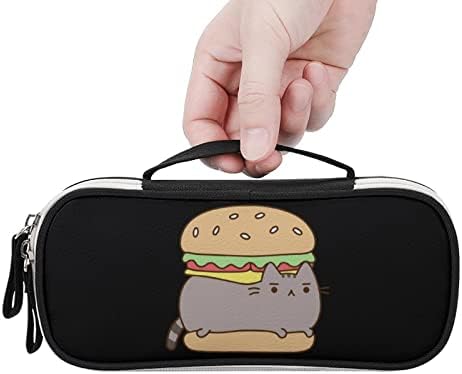חתול מצחיק המבורגר פו עור עט עפר עיפרון מארגן איפור נייד נשיאה תיק אחסון תיקים