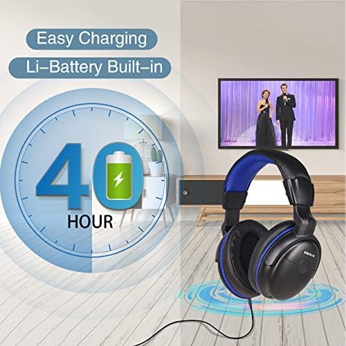 Simolio Voice Enhanced אוזניות קוויות לטלוויזיה עם טון מתכוונן, כבל סליל ארוך 18ft עם קליפ, Aux 3.5 ממ עם מתאם