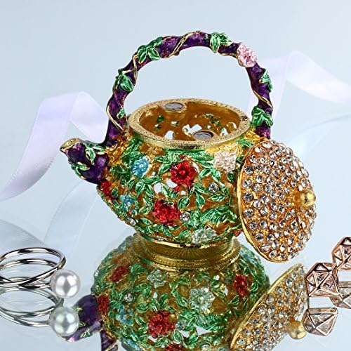 יו פנג מיני קומקום תיבת תכשיטים תלויים עם מחזיק טבעת בנות מעוטרת טבעת בעבודת יד מעוטרת