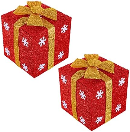 Wakauto 2 PCS עץ חג המולד קופסאות מתנה קטנות קופסאות תלויות קישוטי מיני עטופים קופסאות נוכחיות עם קשת מוזהבת