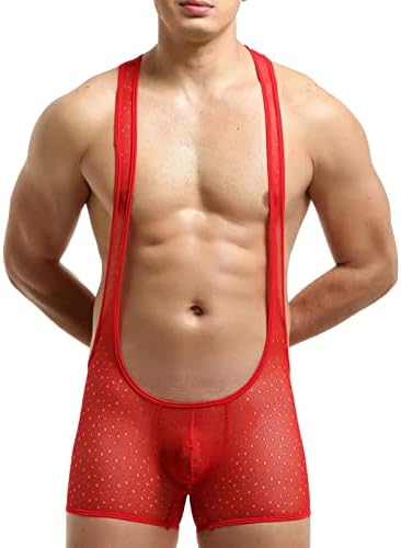 רשת גברים היאבקות נושמת סינגלט גוף גוף גוף מנקני סרבל סרבל ג'וק רצועת רצועה אחת תחתונים של כתפיות חתיכה