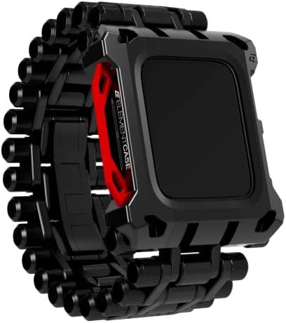 קייס אלמנט שחור שחור אופס שעון עבור Apple Watch Series 7/8 - חובה כבדה, ייחודית באומץ, להקת שעון מטאל עם קישורי
