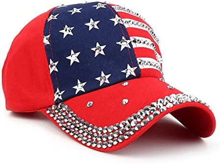 דגל אמריקה כובע בייסבול נוצץ ריינסטון ארהב דגל כובע היפ הופ