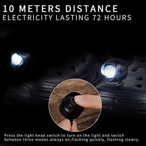 פנסים נטענים עבור Croc 2 PCS, נעלי LED סתומות אור במשך 72 שעות בחושך, להליכת כלבים, קמפינג שימושי,