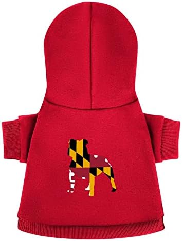 Pitbull Maryland Flag Hoodies Pet Heat בגדי כלבים חמים רכים סוודר חיות מחמד עמיד עם כובע