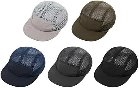 Clakllie Mens Mess CAP BASBALL 5 פאנל שוליים שטוחים כובעי כובעי קיץ נושמים כובע ספורט קל משקל כובע אבא