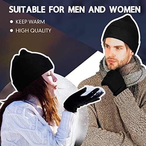 12 חתיכות כובעים וכפפות כפפות כפיות כפפות קבע 6 זוגות יוניסקס חורף כפפות נמתחות 6 כובעים חמים לגברים נשים