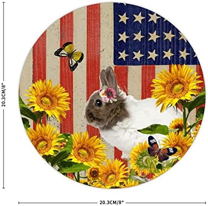 ברוך הבא ארנב אמריקאי דגל פרפר חמניות חמניות שלט עתיק, חיה מצחיקה של חותם דלת וינטג