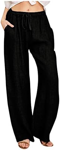 HDZWW פלוס גודל ריצה קיץ מכנסי רגל ישר חגורת נשים נושמת עם מכנסיים מכנסיים כותנה מאבדת אלגנטית מוצקה