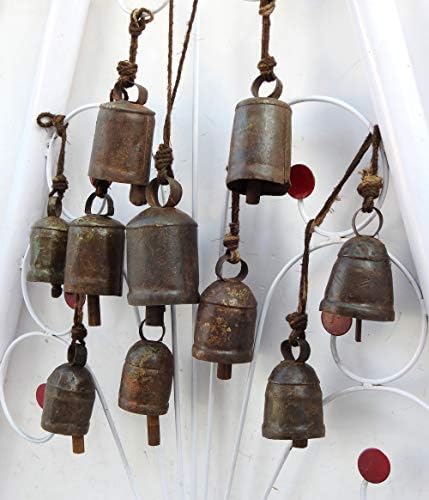 Triveni Art & Crafts עתיקות משנת 1900 פרה פרה פעמון נחושת נחושת פליז פליז דלתות דלתות עץ