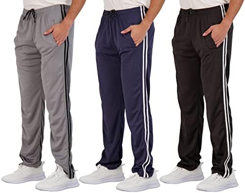 אמיתי יסודות 3 חבילה: גברים של רשת ספורט חדר כושר אימון טרקלין פתוח תחתון מכנסי טרנינג עם כיסים