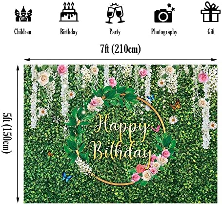 מקט 7 על 5 רגל ירוק דשא רקע שמח מסיבת יום הולדת רקע ירק קיר למסיבה רקע נשים בנות תינוק ילדים פוטושוט באנר