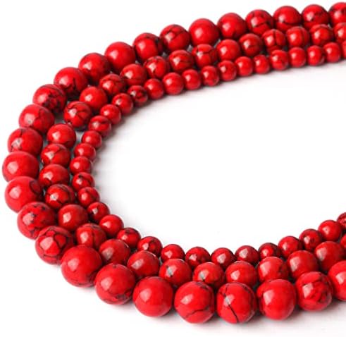 אדום טורקיז טבעי חן חרוזים להכנת תכשיטים-45 יחידות 8 ממ רופף עגול אבן חרוזים עבור עשה זאת בעצמך