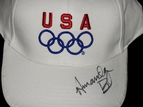 Amanda Beard חתימה כובע אולימפיאדת ארהב - w/coa! - כובעים וכובעים אולימפיים עם חתימה