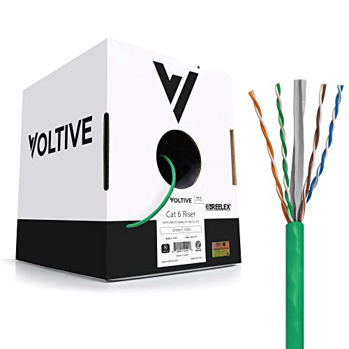 Voltive Cat6 Riser, 500ft, אפור - כבל Ethernet Bulk חשוף מוצק - UTP - 600MHz - UL Certified & ETL מאומת