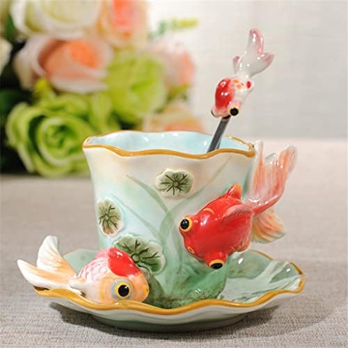 Seasd קרמיקה דג זהב כוס קפה תה דגים שוכן כוס תה אחר הצהריים כוס מים בסגנון אירופי כוס מים