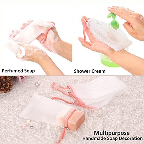קובהום 12 יחידות שקית סבון רשת קצף רשת שקיות שק סבון בעבודת יד סבון בועת רשת שקיות רשת עם שרוך