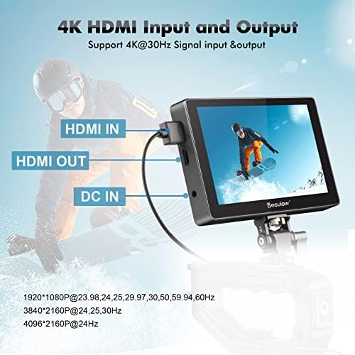 Desview R705 7 אינץ 'שדה מצלמה צג מסך מגע, 4K HDMI קלט פלט מלא HD 1920x1200 IP
