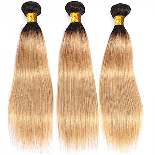 אומבר שיער טבעי 3 צרור 1 ב27 ישר שיער טבעי 3 חבילות שיער מארג לנשים שחור כדי בלונד גרירה טון שיער