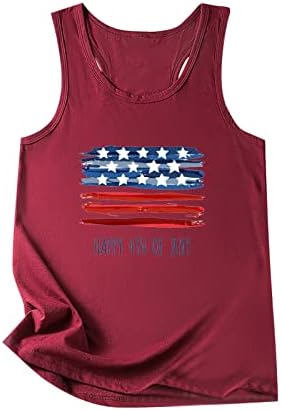 גופיות טנקים 4 ביולי לנשים לחולצת דגל אמריקאית מכתב חמוד מודפס פטריוטי חולצת טשט
