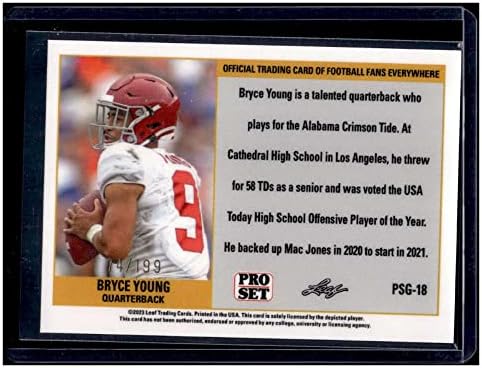 Bryce Young RC 2023 Leaf Metal 74/199 Pro Set Gold 18 Rookie Alabama NM+ -MT+ NFL כדורגל NCAA