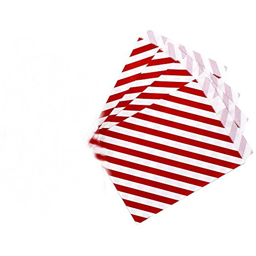 אקוק 50 יח '5 על 7 אינץ' שקיות נייר עם פסים לבנים ואדומים, שקיות פינוק ממתקים לטובת חג המולד לחתונה