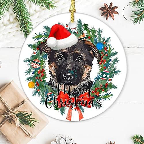 קישוט קרמיקה לחג המולד כלב חובש כובע חג המולד זרי כלבים חובב כלבים נופש חג המולד רעיון נוכח לאוהבי כלבים 2022 קישוטי