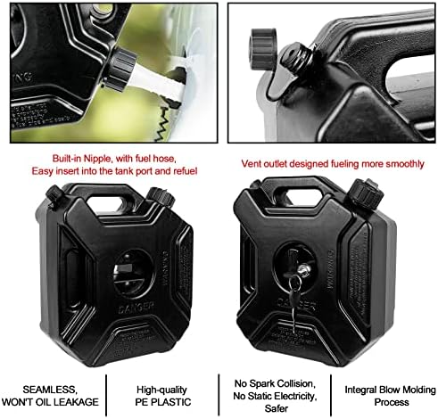 טוגארו 3 ליטר/1 ליטר אופנוע גז שחור יכול עם מנעול ומפתח, נייד דלק שמן בנזין אחסון פחיות חירום