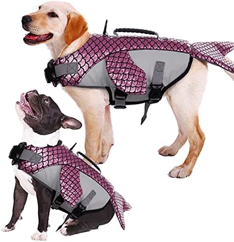 מעיל הצלה של כלבים של קוזר, צף צף צמרת לוויתן כחול צורת חיות מחמד חיי כלב בגד ים עם סולם דגים רפלקטיבי,