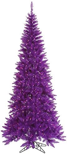 ויקרמן 6.5 'עץ חג מולד מלאכותי של אשוח סגול סגול, אורות ליבון סגולים -דוראים סגולים - עץ חג המולד פו -פיו