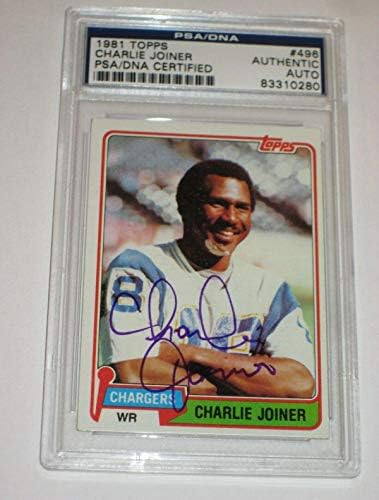 צ'רלי ג'וינר חתום 1981 כרטיס Topps 496 PSA מוסמך - כרטיסי כדורגל עם חתימה של NFL