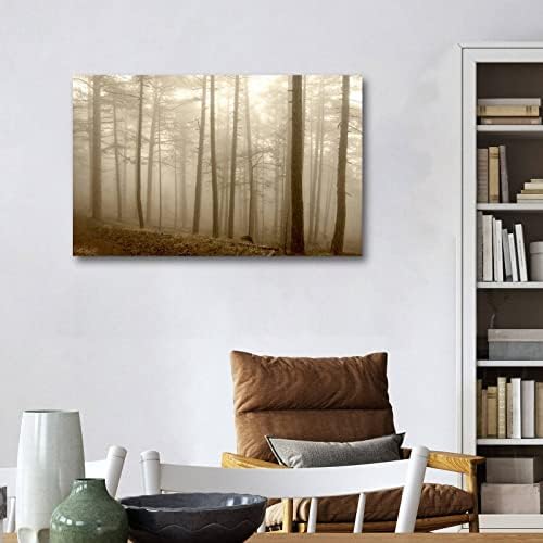 קיר קיר נוף ערפל של יער ערפל אמנות קיר לקיר לסלון עיצוב בית יצירות אמנות מודרניות נמתחות ומוסגרות הדפסי בד 20x32