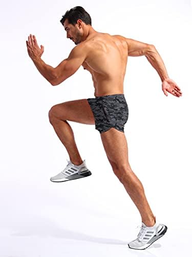 פודולה גברים של מכנסי ריצה 3 אינץ מהיר יבש כושר ספורט אימון מכנסיים קצרים לגברים עם רוכסן כיסים