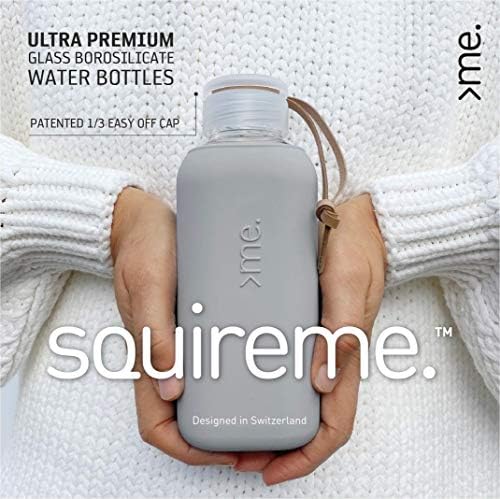 Squireme. Y1 בורוסיליקט בקבוקי מי זכוכית, בקבוק צלול, ניתן לשימוש חוזר, BPA ללא, כוס, בטוח למדיח