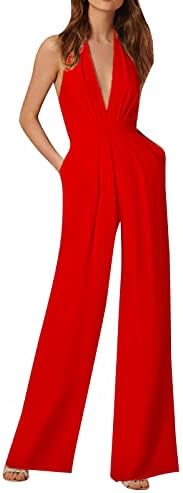 נשים פשוטות שרוול קצר שרוול שמלת סרבל בצבע אחיד מכנסיים ישר עיצוב פשוט ועיצוב מעודן חג המולד