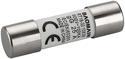 קישור נתיך Baomain RT18-32 צינור קרמיקה גלילית 10x38 ממ 500V 25A CE חבילה של 10