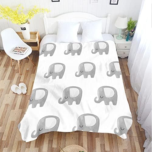 Zaueky פילים מקסימים שמיכה מינימלית לילדים תינוקות חיה בבעלי חיים בסגנון סקנדינבי שמיכה פלנל רכה נעימה